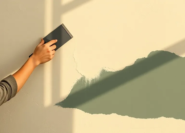 Application d'un enduit décoratif à la lisseuse sur un mur